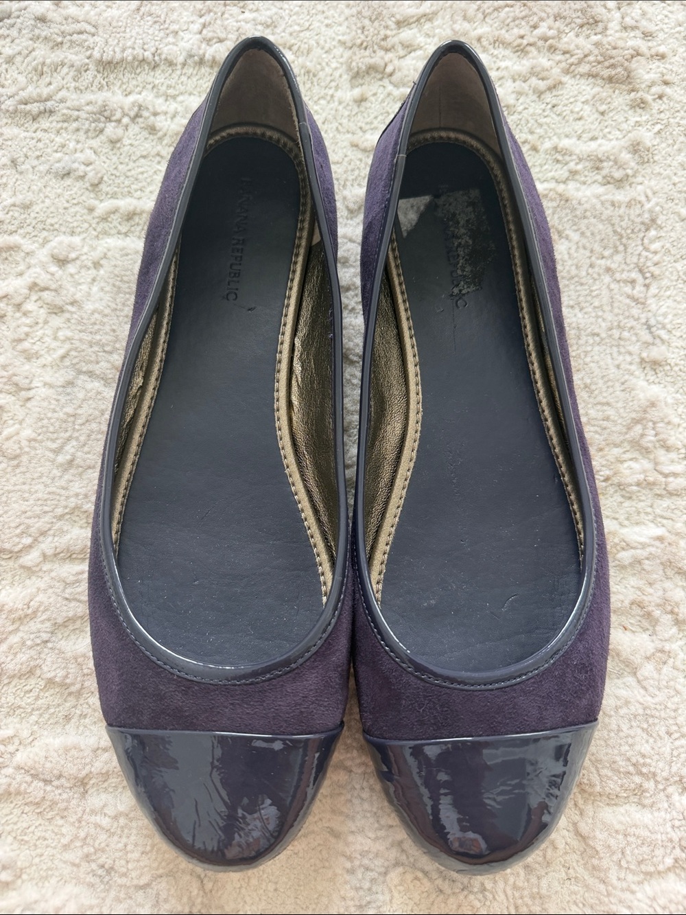 Banana Republic Women's Plum Suede Flats with Patent Cap Toe